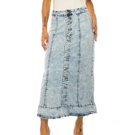 The Poppy - Button Front Ruffle Skirt