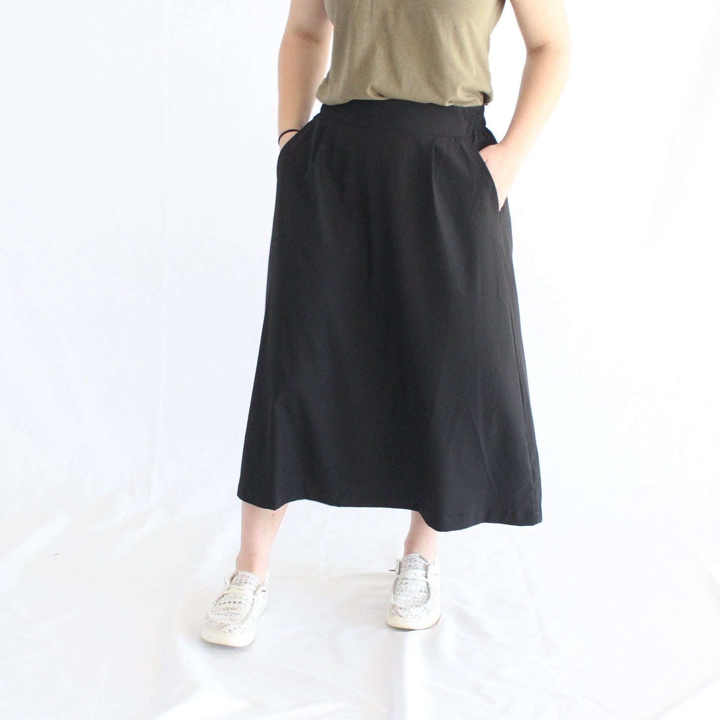 The Briar - Black A-Line Midi Skirt