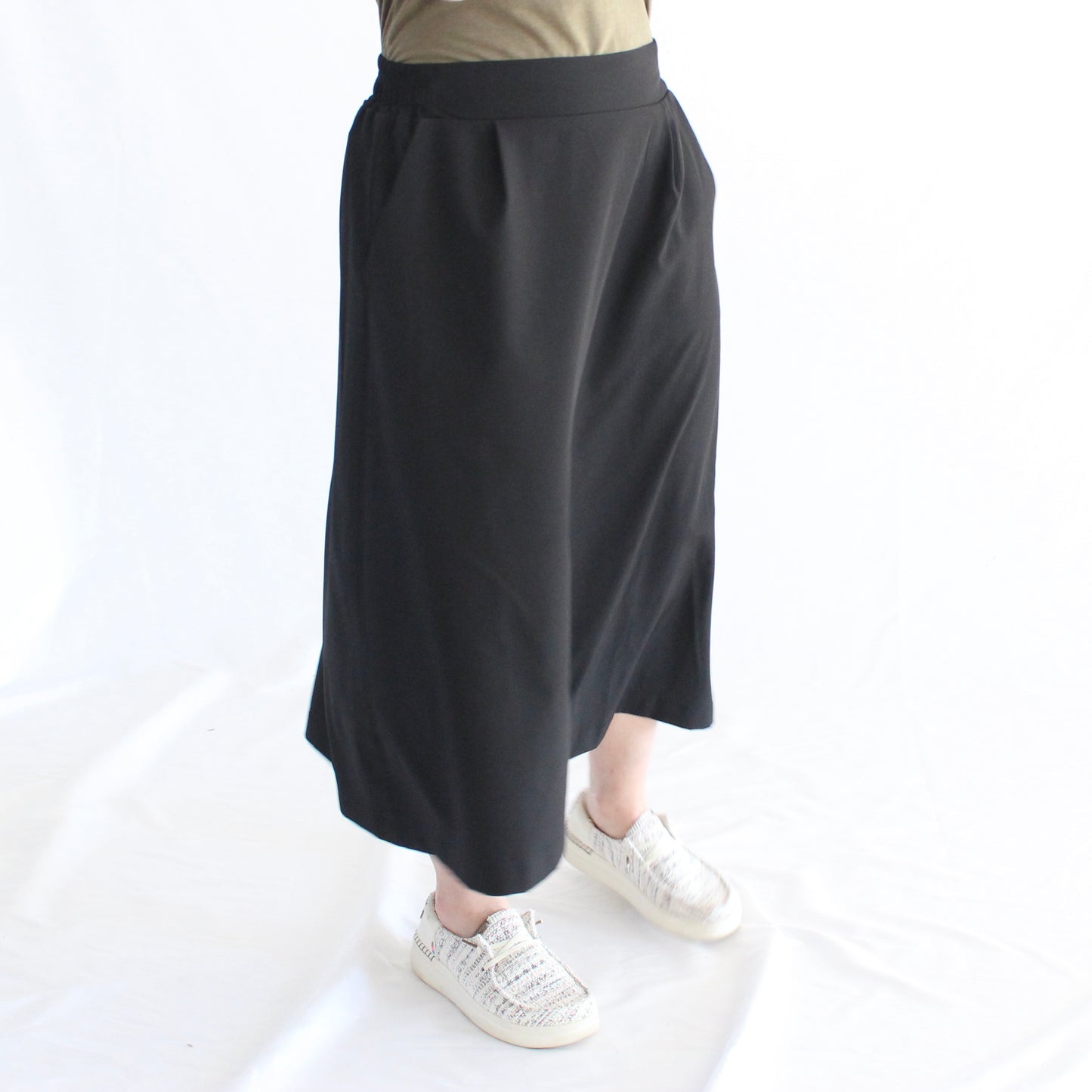 The Briar - Black A-Line Midi Skirt