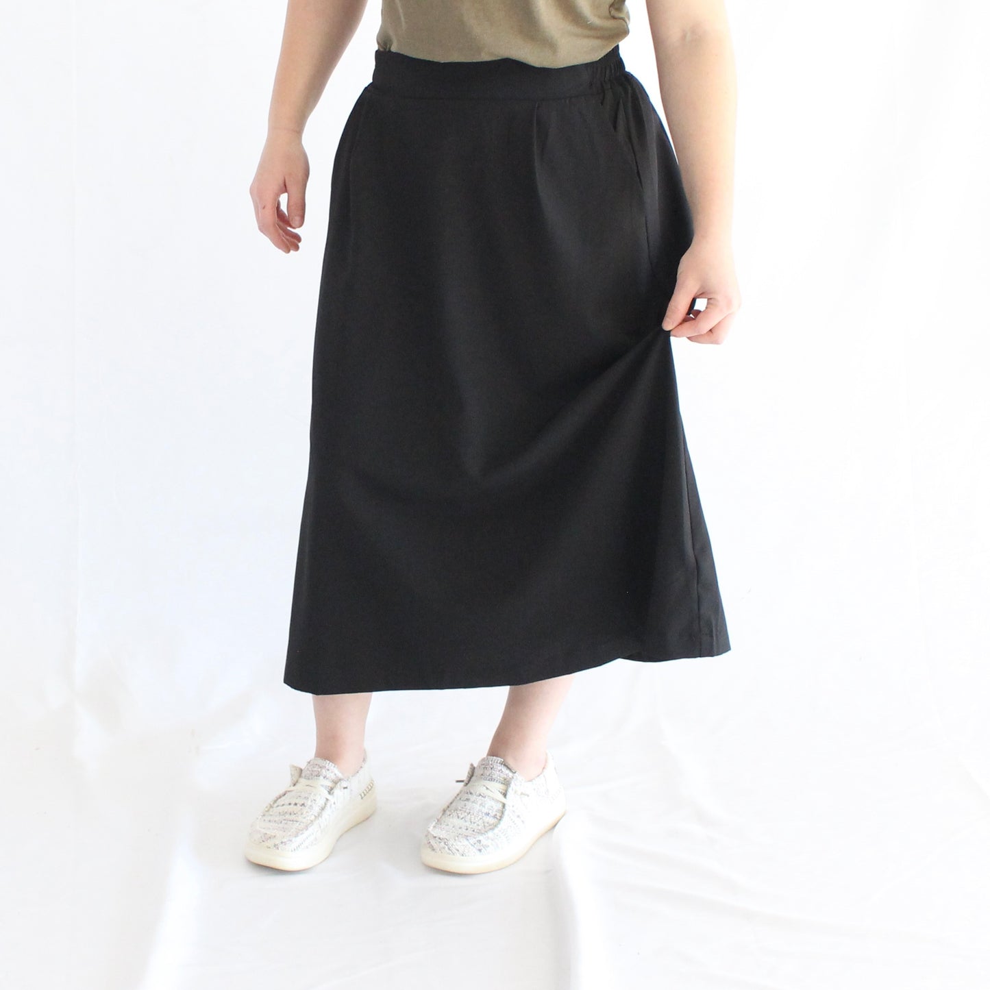 The Briar - Black A-Line Midi Skirt