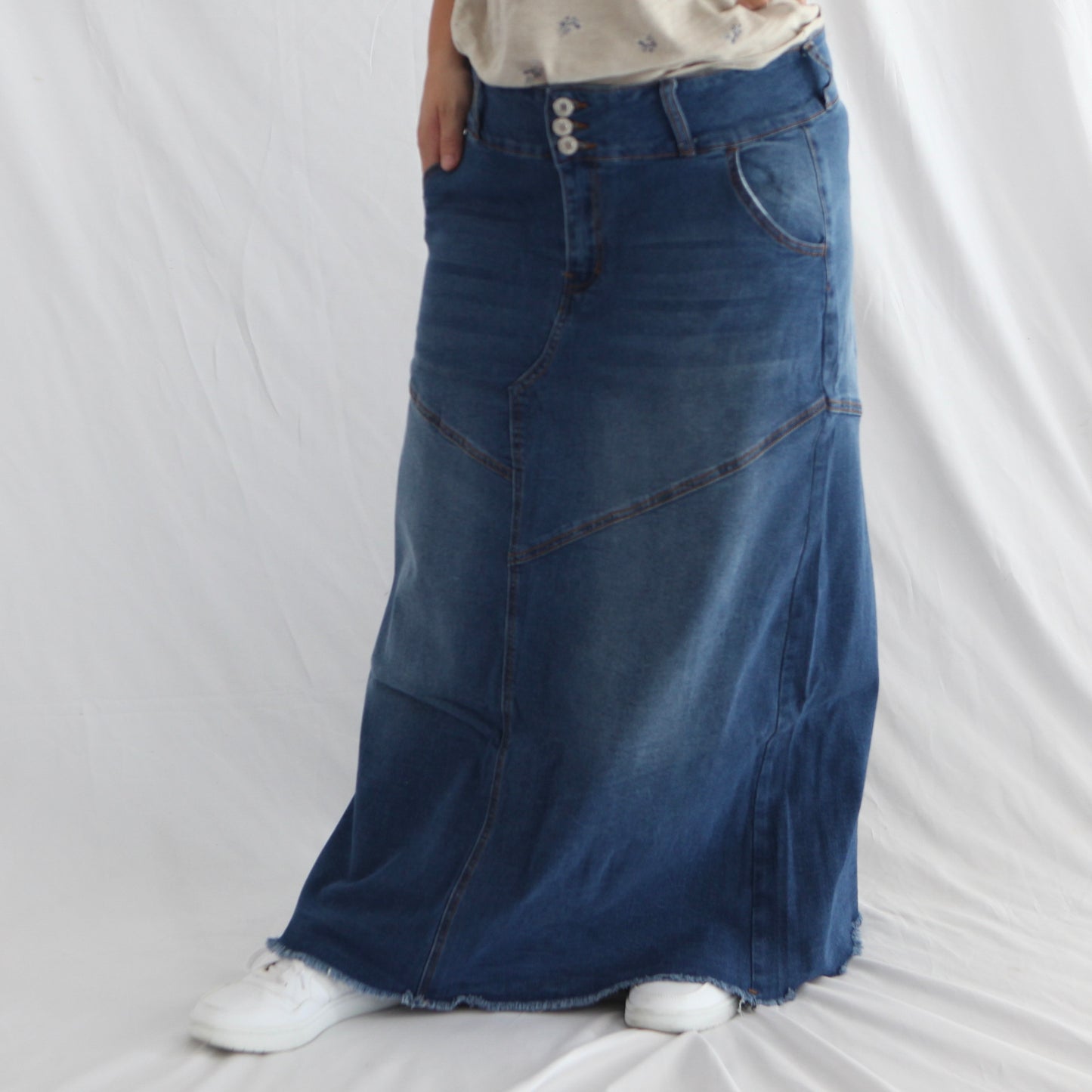 The Elsie - 3 Button Fly Maxi Skirt