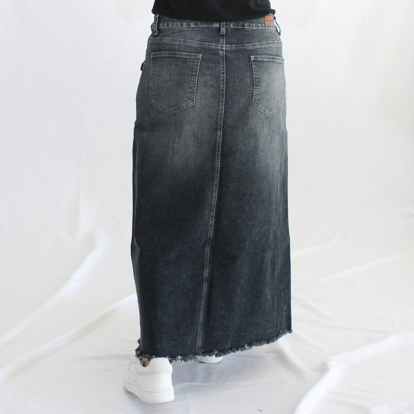 The Rachel - Long Black Denim Skirt