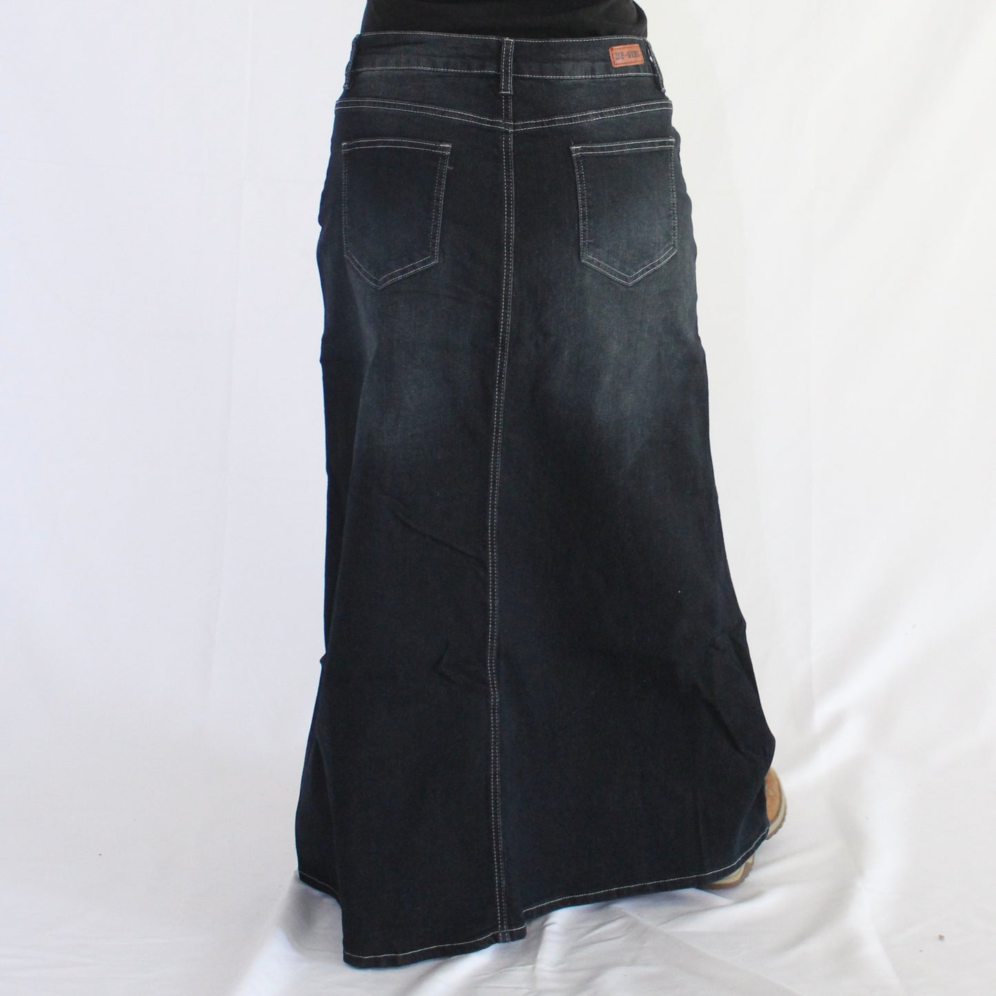 The Julia - Black Denim Long Skirt