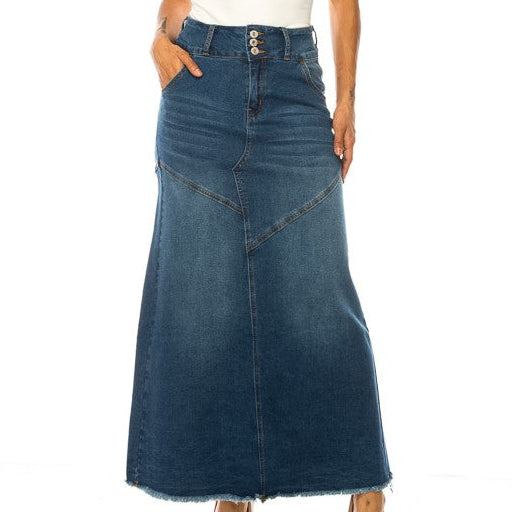 The Elsie - 3 Button Fly Maxi Skirt