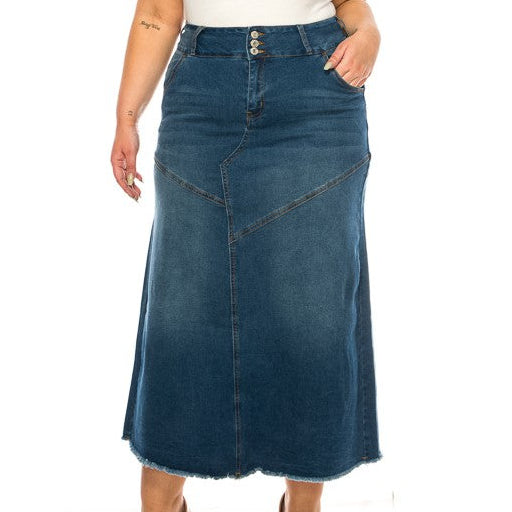 The Elsie - 3 Button Fly Maxi Skirt