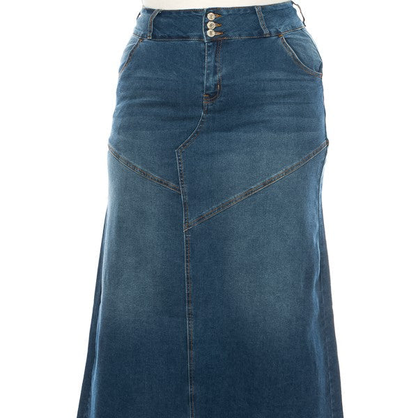 The Elsie - 3 Button Fly Maxi Skirt