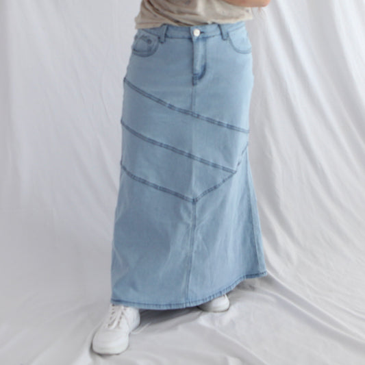 The Edith - Light Wash Maxi Skirt