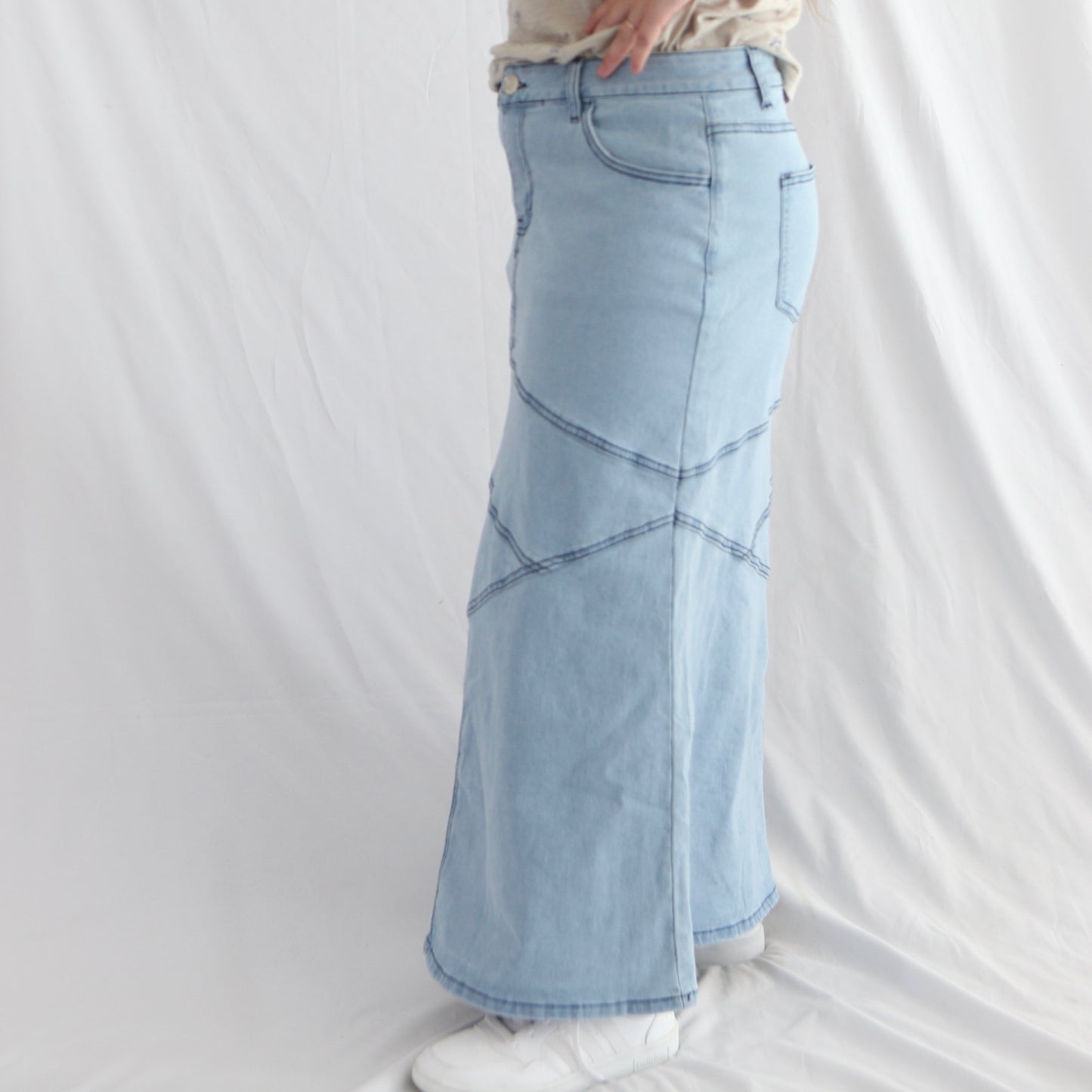 The Edith - Light Wash Maxi Skirt