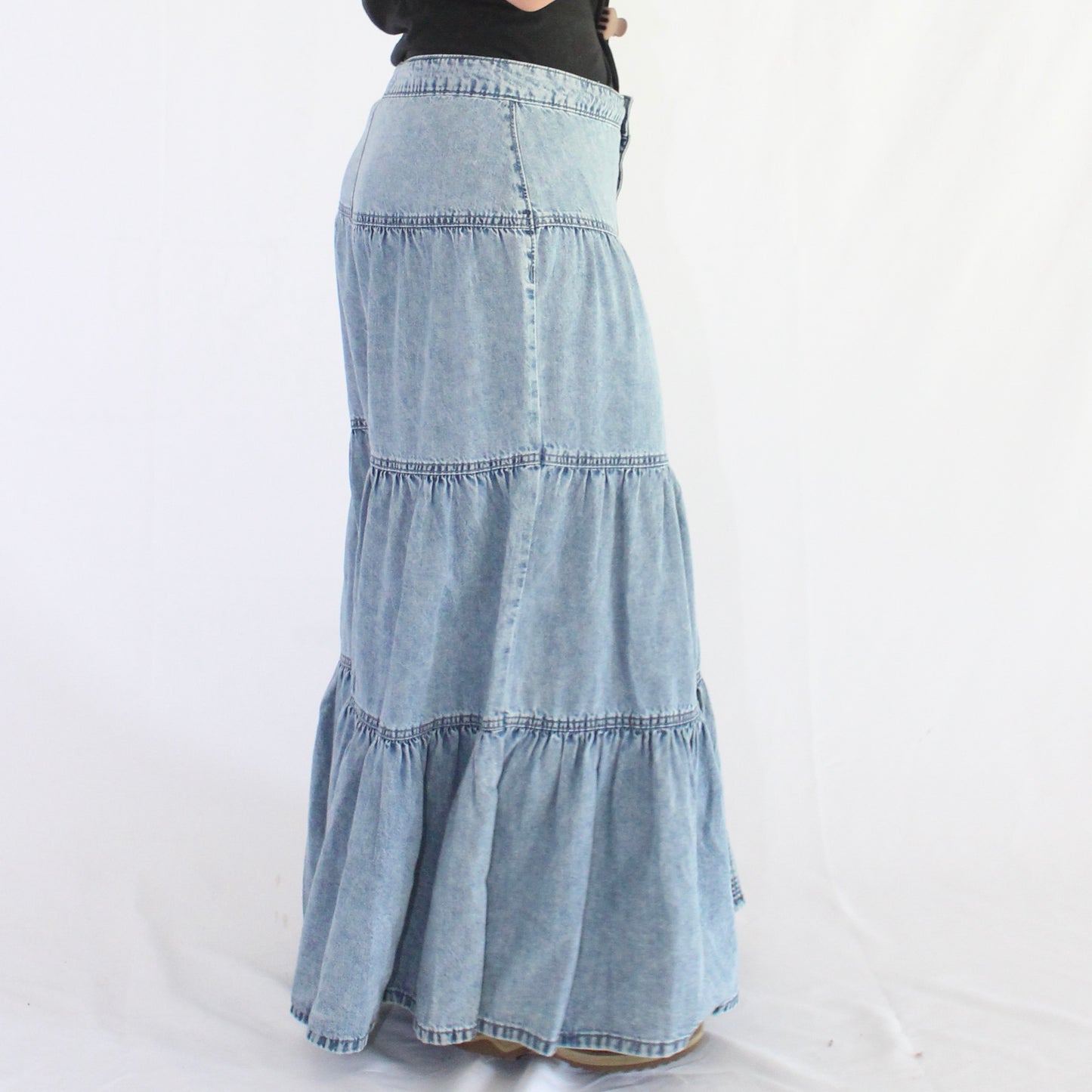 The Dessie - Light Wash Ruffle Skirt