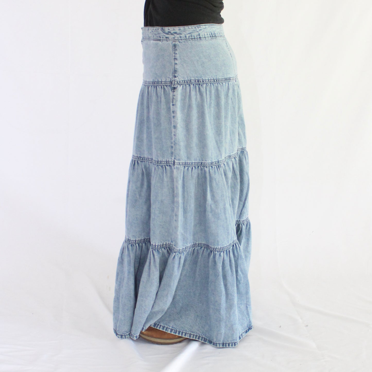 The Dessie - Light Wash Ruffle Skirt