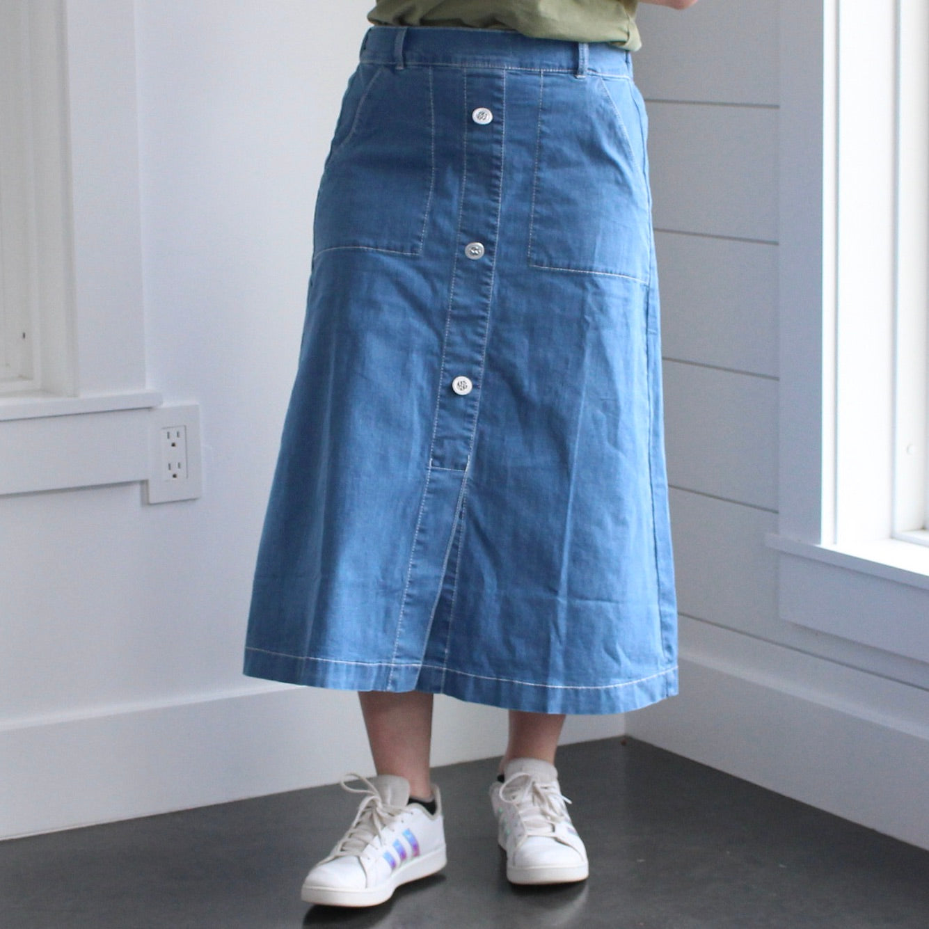 The Shari - Blue Midi Skirt