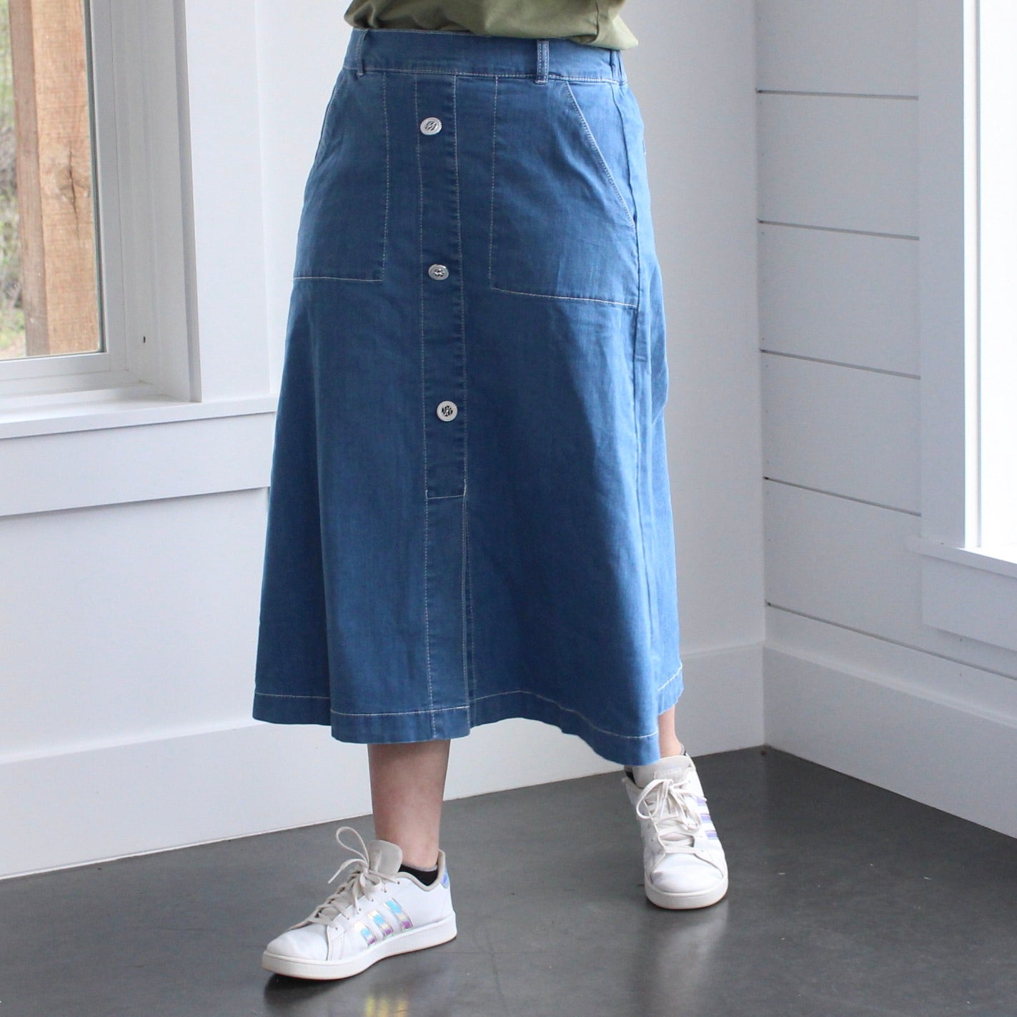 The Shari - Blue Midi Skirt