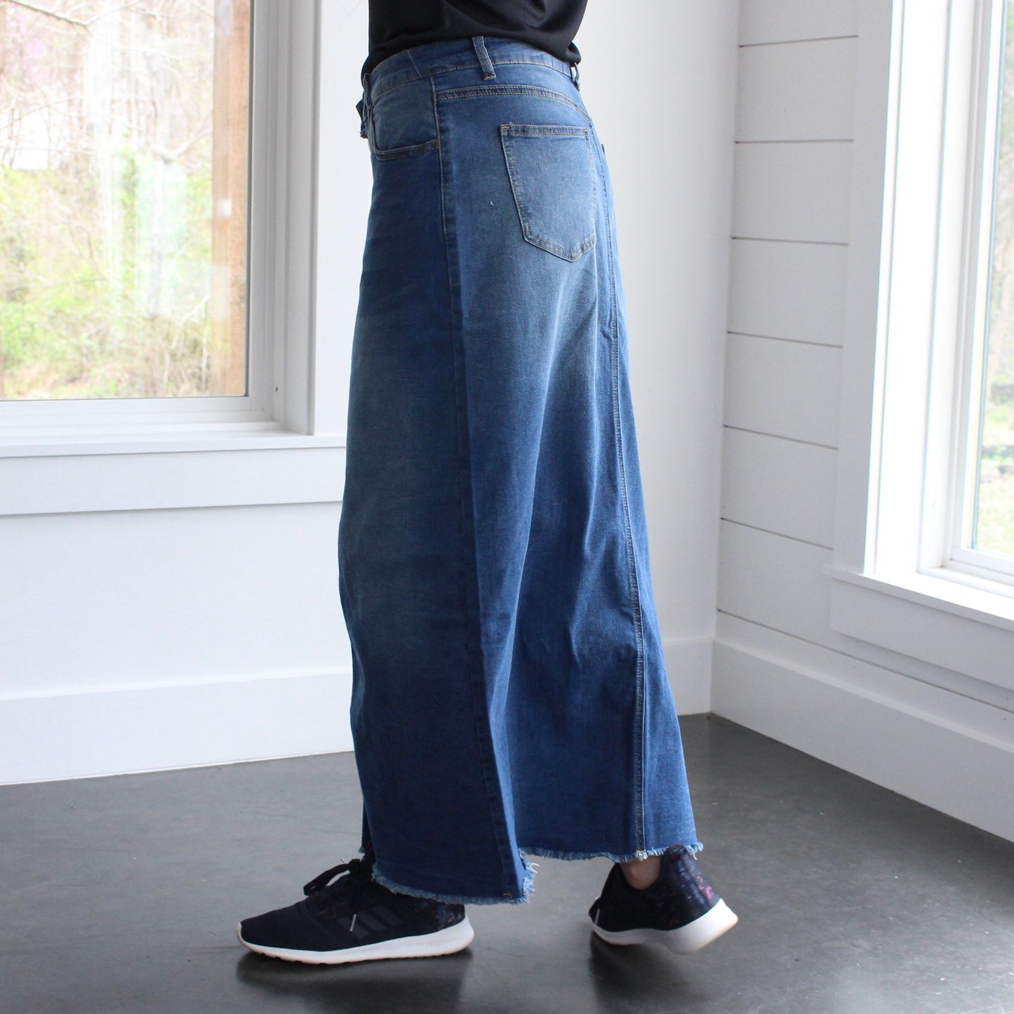 The Amelia - 5 Button Fly Jean Skirt