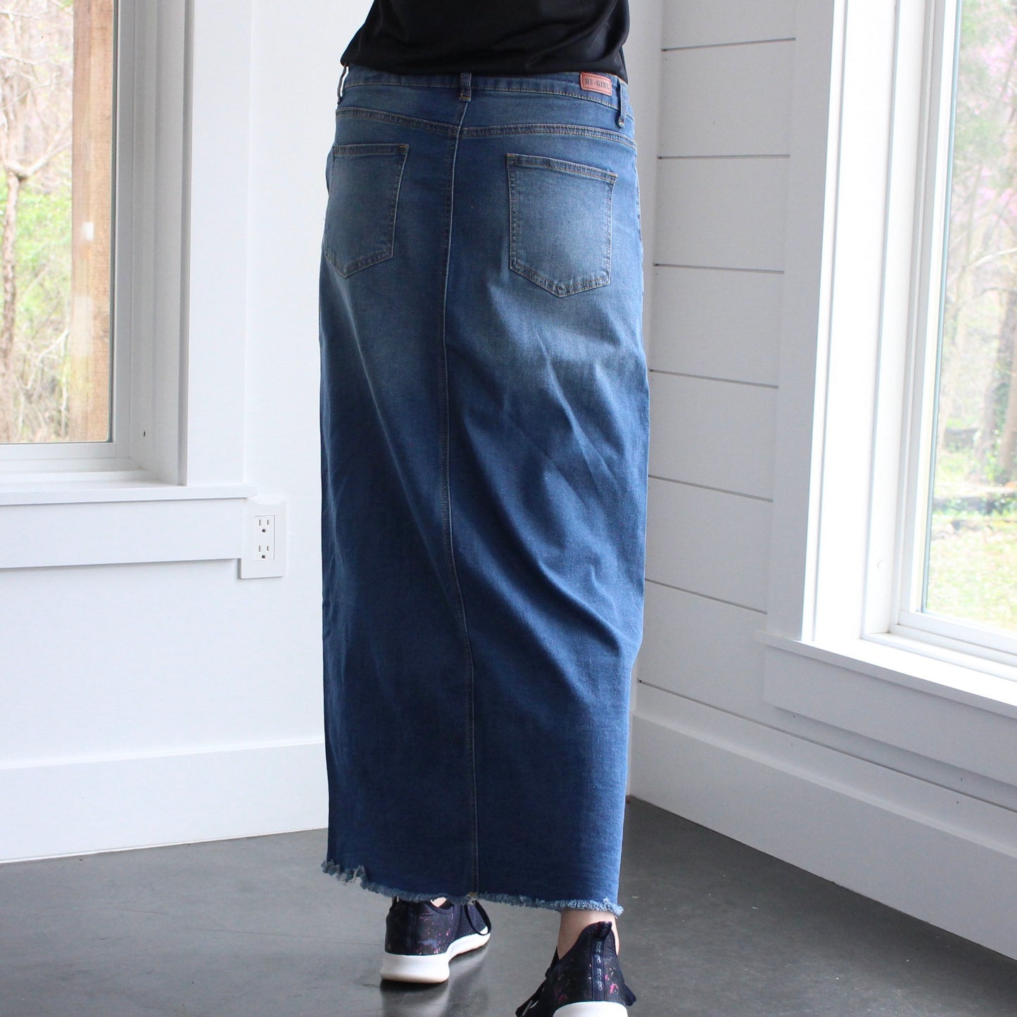 The Amelia - 5 Button Fly Jean Skirt