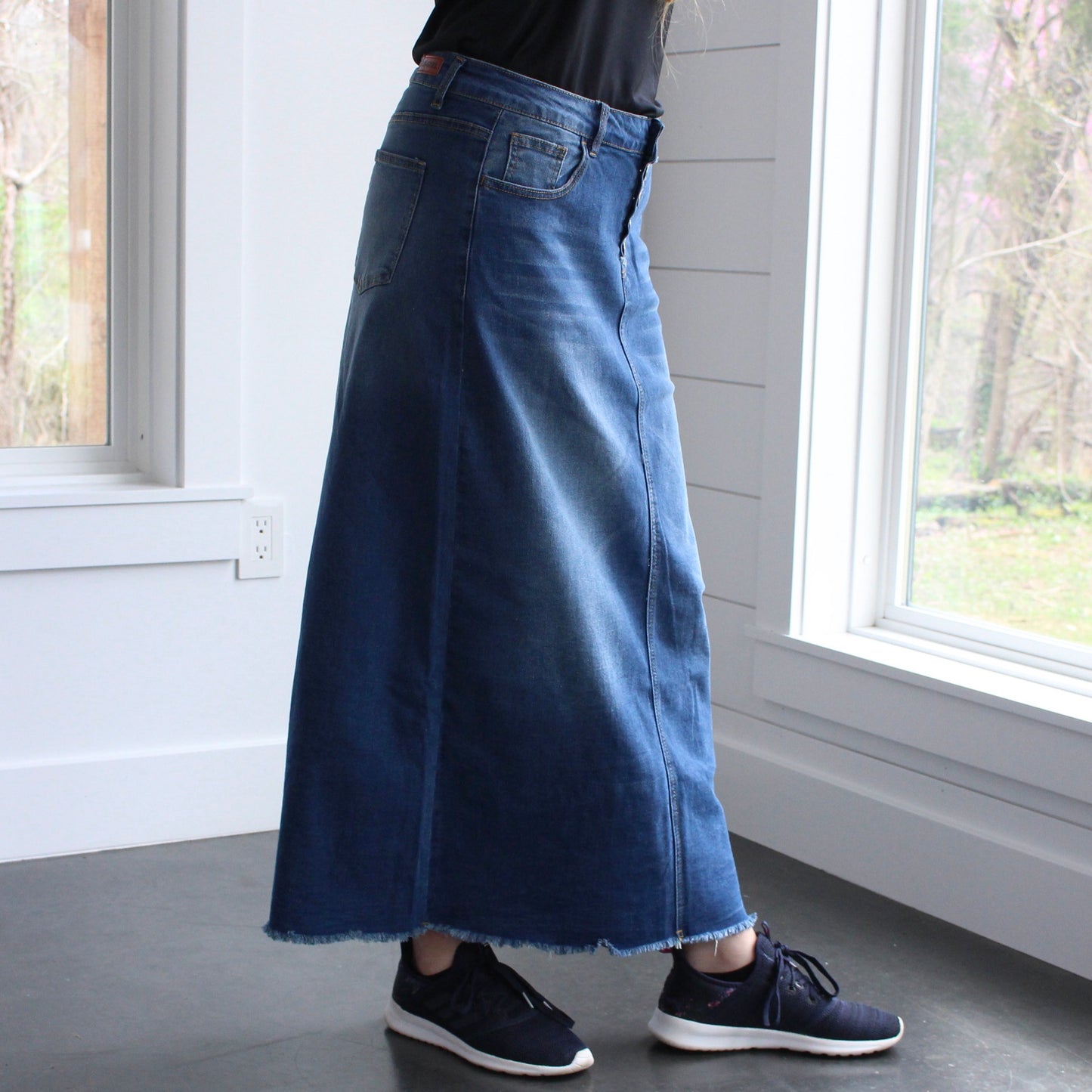 The Amelia - 5 Button Fly Jean Skirt