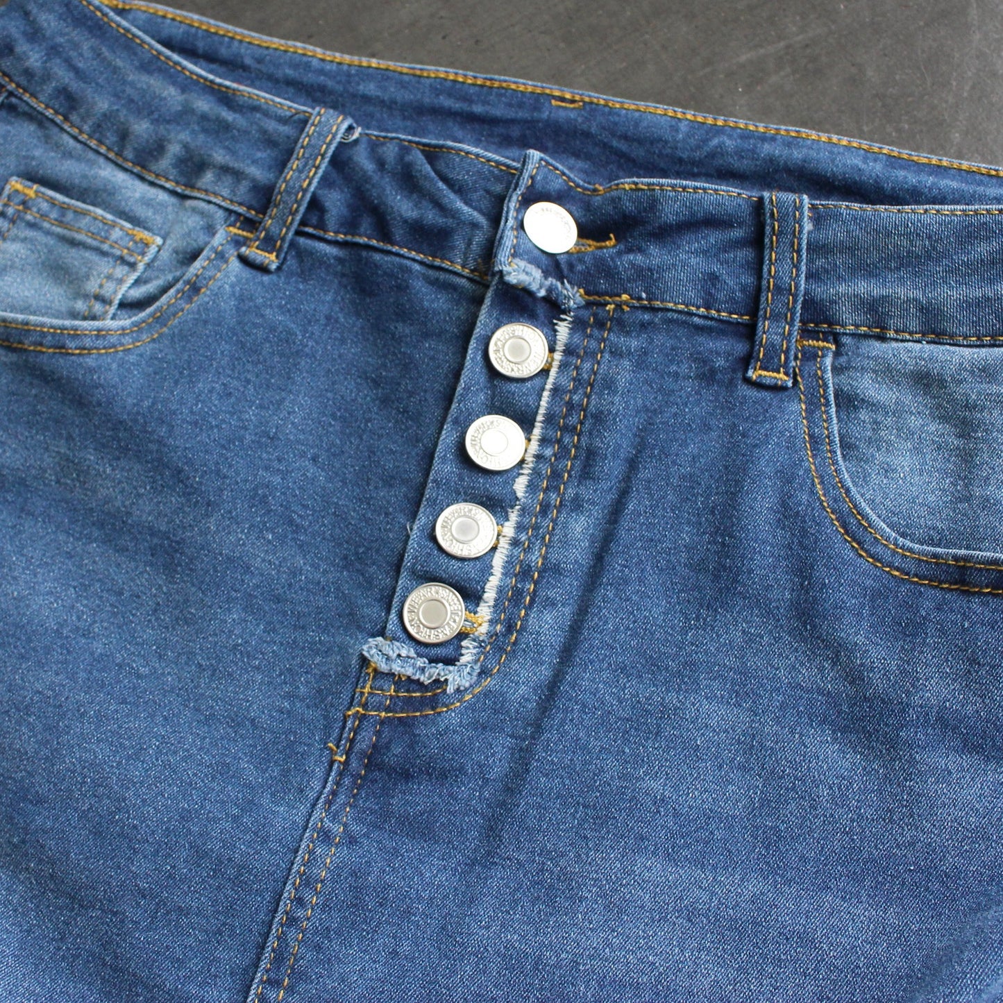 The Amelia - 5 Button Fly Jean Skirt