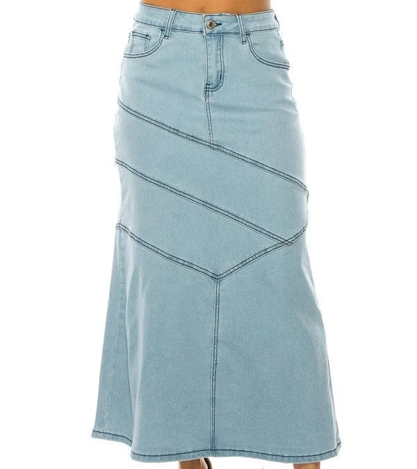 The Edith - Light Wash Maxi Skirt