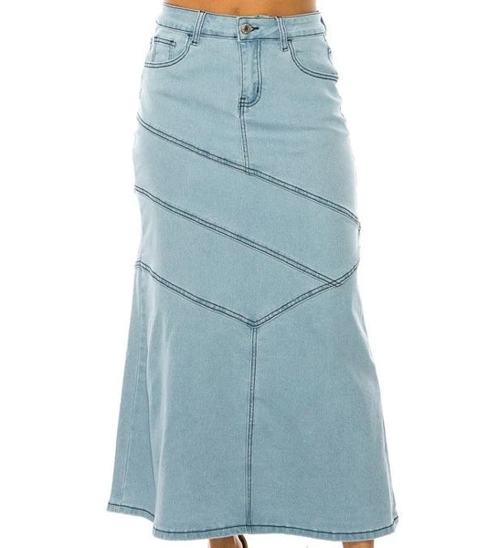 The Edith - Light Wash Maxi Skirt